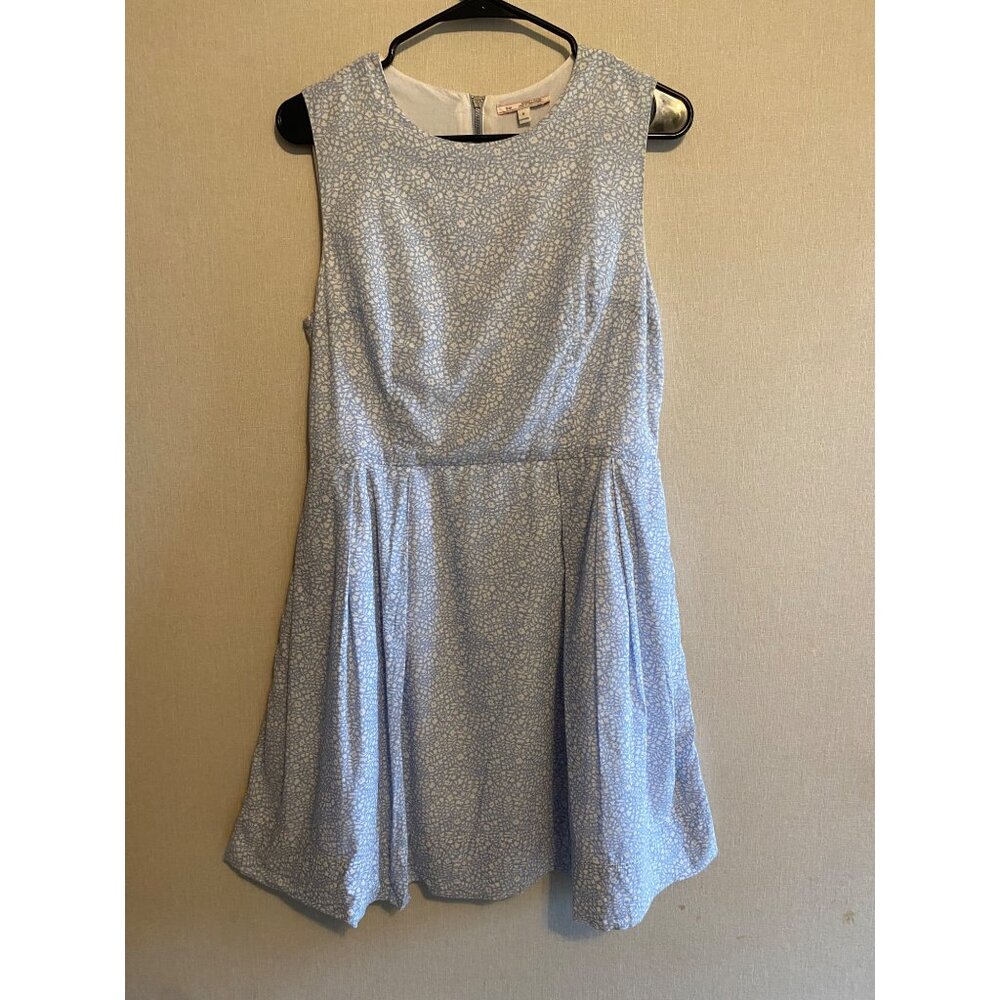 Vintage Gap Baby Blue With White Flowers Sleeveless Cotton A Line Dress w/ Pocke